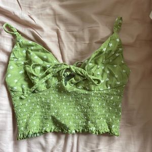 la hearts green tie crop top